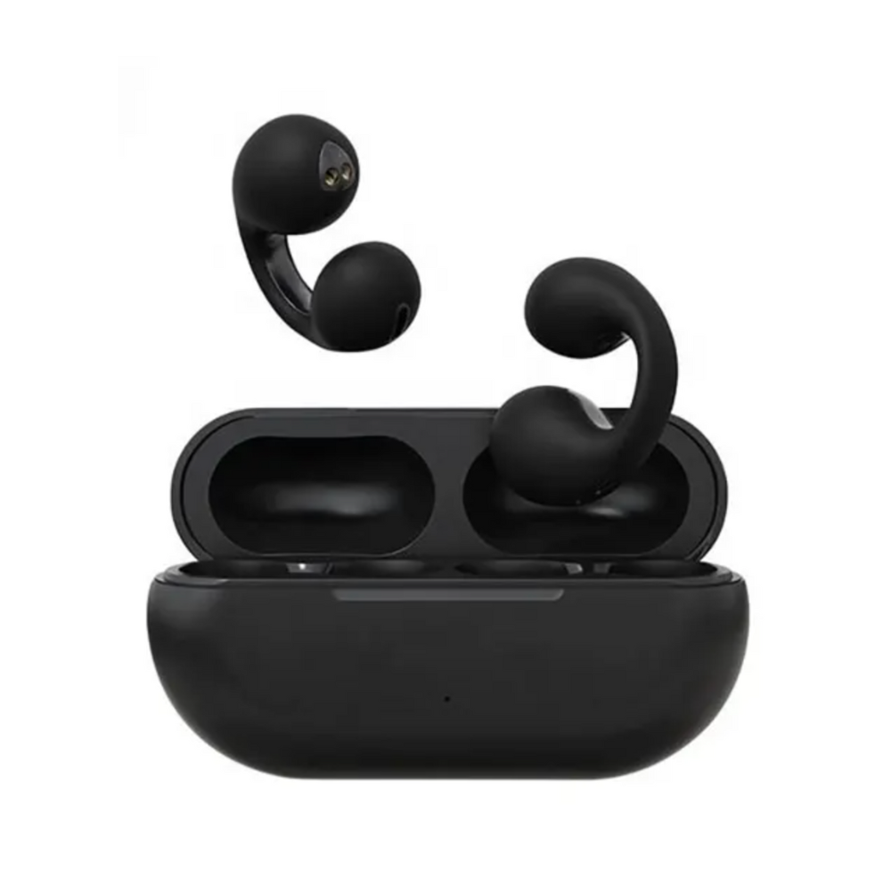 NOUVEAU RICHE Kabellose Ohrhörer – Knochenschall Bluetooth Ohrhörer, Open-Ear, wasserabweisend, bis zu 8 h Akku, Schwarz oder Weiss – EchoSonic Schwarz