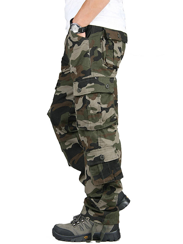 NOUVEAU RICHE Herren Camouflage Militärhose Gerade Schnitt Baumwolle Cargo Pants Mit Seitentaschen Für Komfort Und Stil Armeegrün