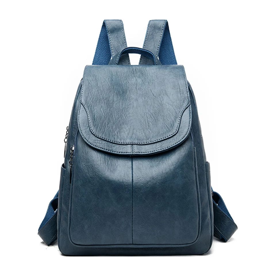 NOUVEAU RICHE Damen Leder Rucksack - Sicherer, Stilvoller, Organisierter Reisebegleiter - Backpack Hellblau