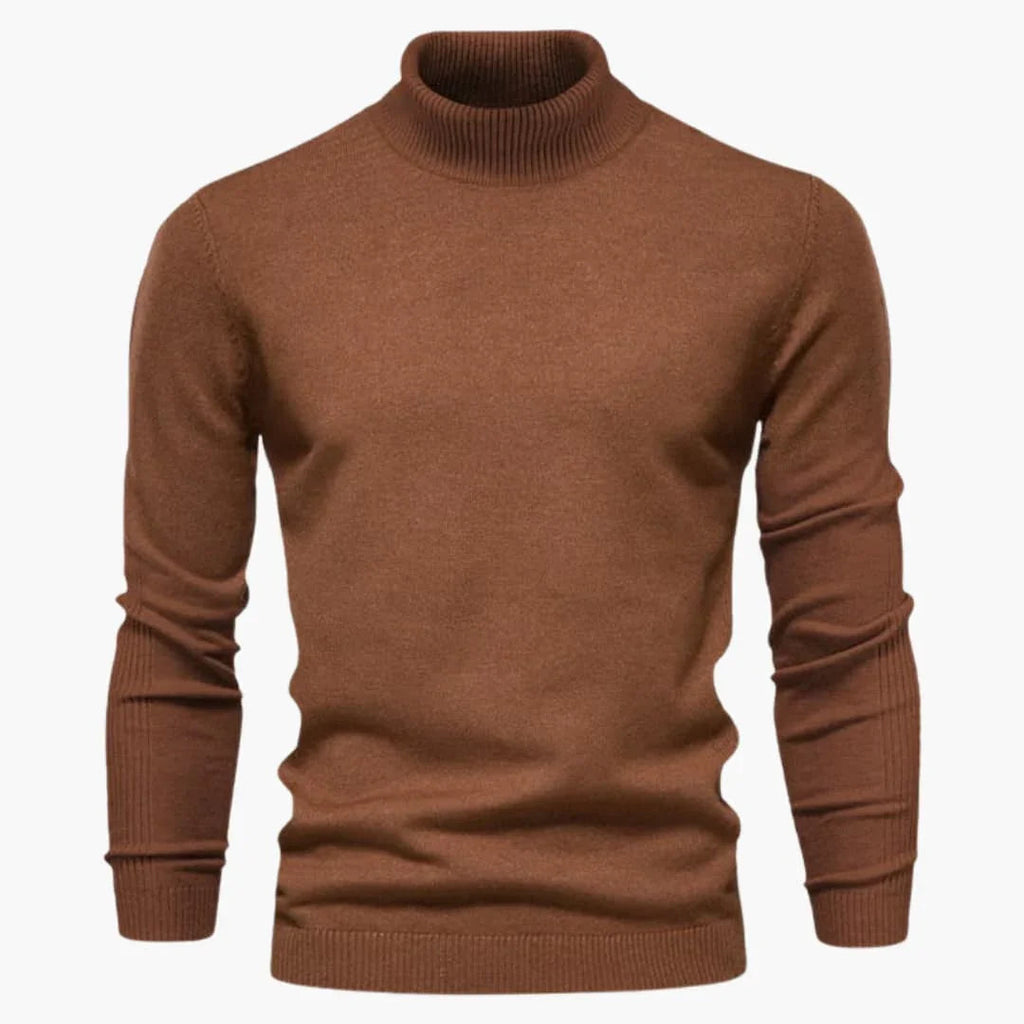 NOUVEAU RICHE Rollkragenpullover Herren Strukturmaterial Bequeme Passform Braun