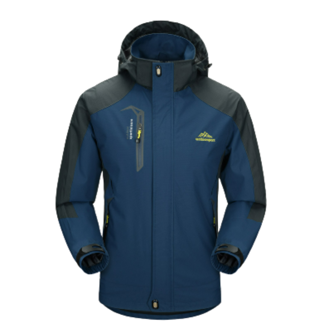 NOUVEAU RICHE Herren Outdoor Regenjacke – Wasserdichte Jacke mit Kapuze und Warmer Isolierung Dunkelblau