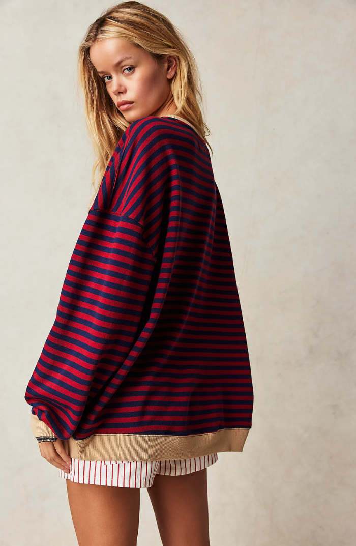 NOUVEAU RICHE Damen Gestreifter Oversized Pullover Mit Lebhaften Streifen