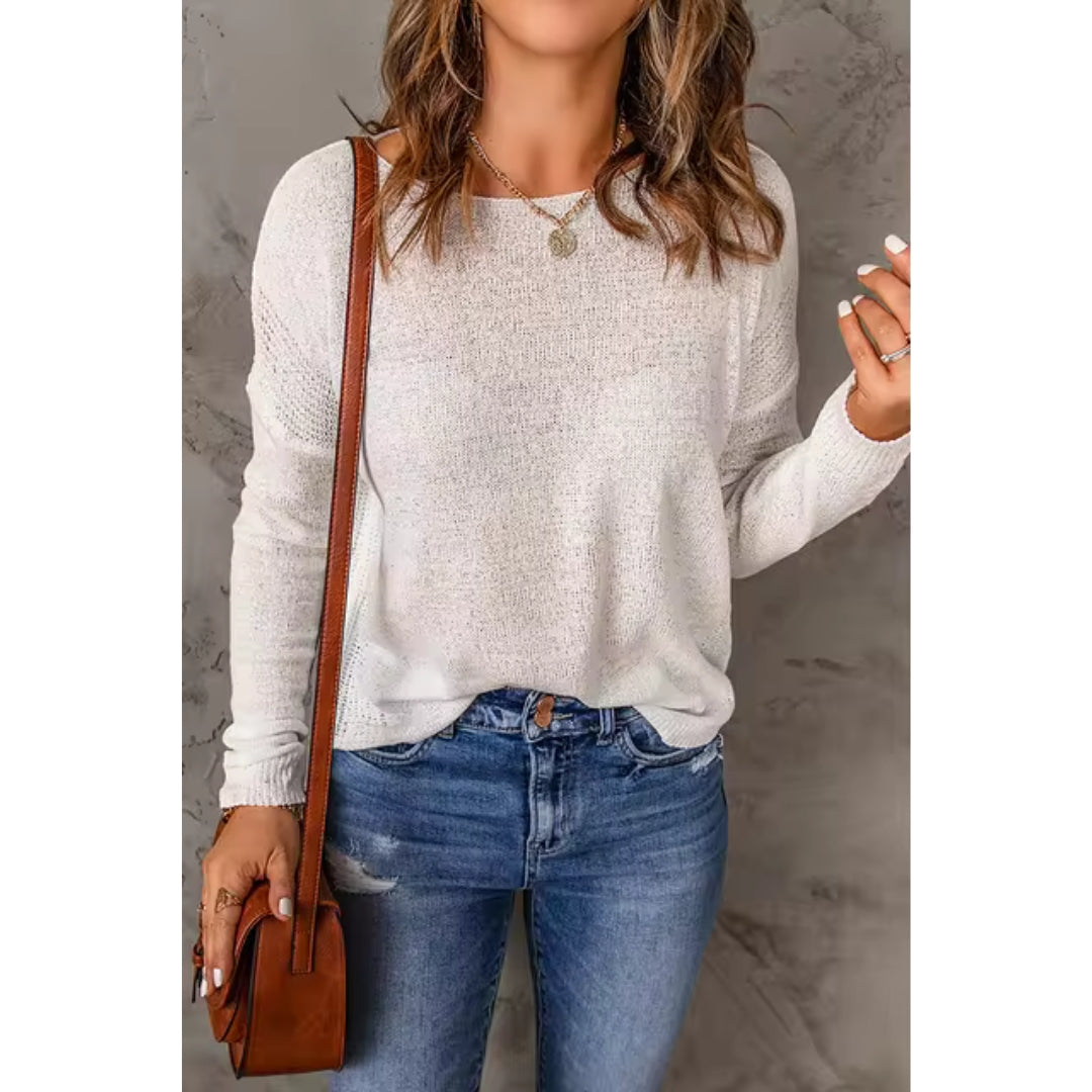 NOUVEAU RICHE Pullover Damen Zeitloser Komfort Weicher Strick Stil Weiß