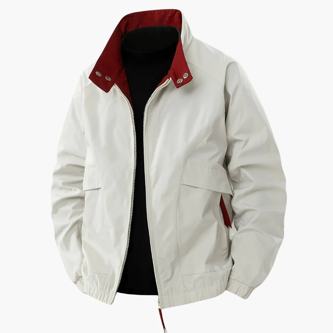 NOUVEAU RICHE Gefütterte Bomberjacke Herren Übergangsjacke Mit Fronttaschen Weiß