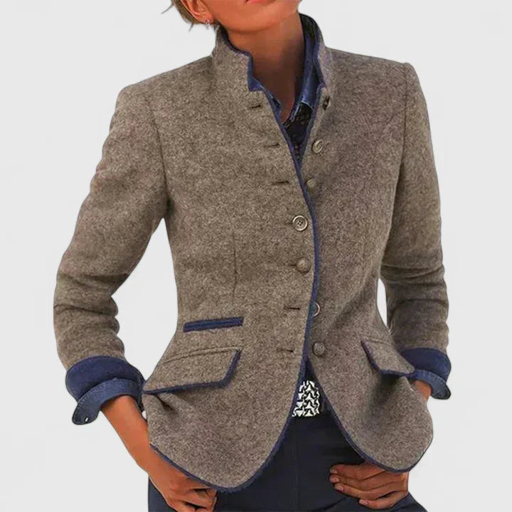 NOUVEAU RICHE Umami | Dame Formeller Cardigan mit Knopfleiste - Eleganter Strickjacke & Feinstrick Strickmantel Karamell