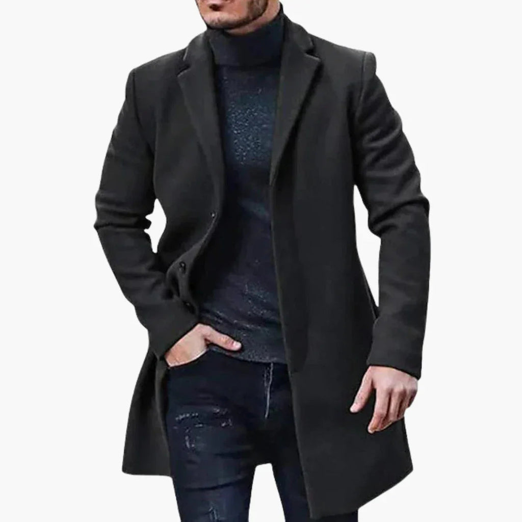 NOUVEAU RICHE Wintermantel Für Herren Mit Passform Veredelter Oberstoff Schwarz