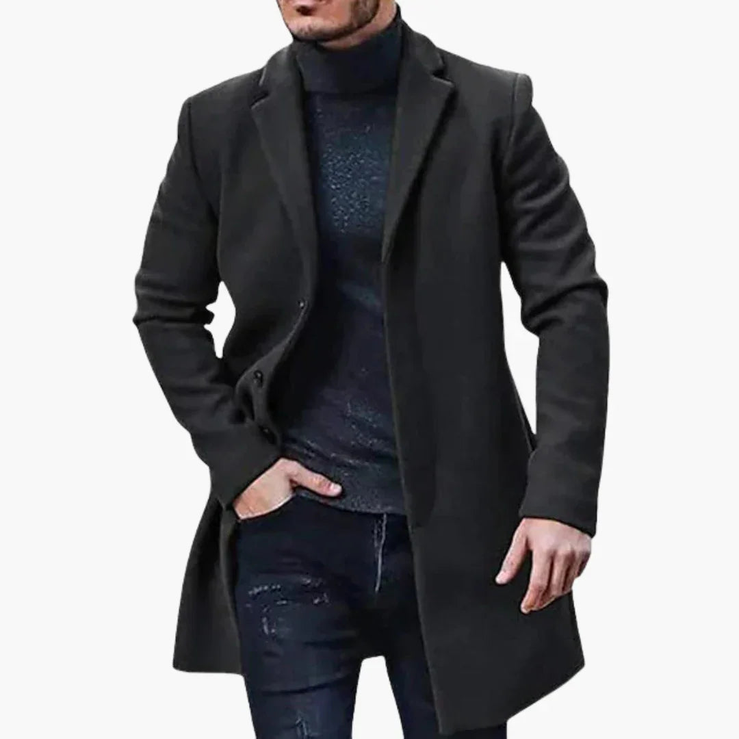NOUVEAU RICHE Wintermantel Für Herren Mit Passform Veredelter Oberstoff Schwarz