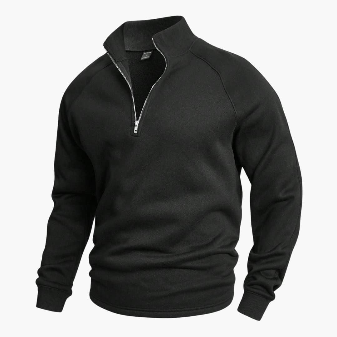 NOUVEAU RICHE Herren Strickpullover Halbreißverschluss Alltagslook Schwarz