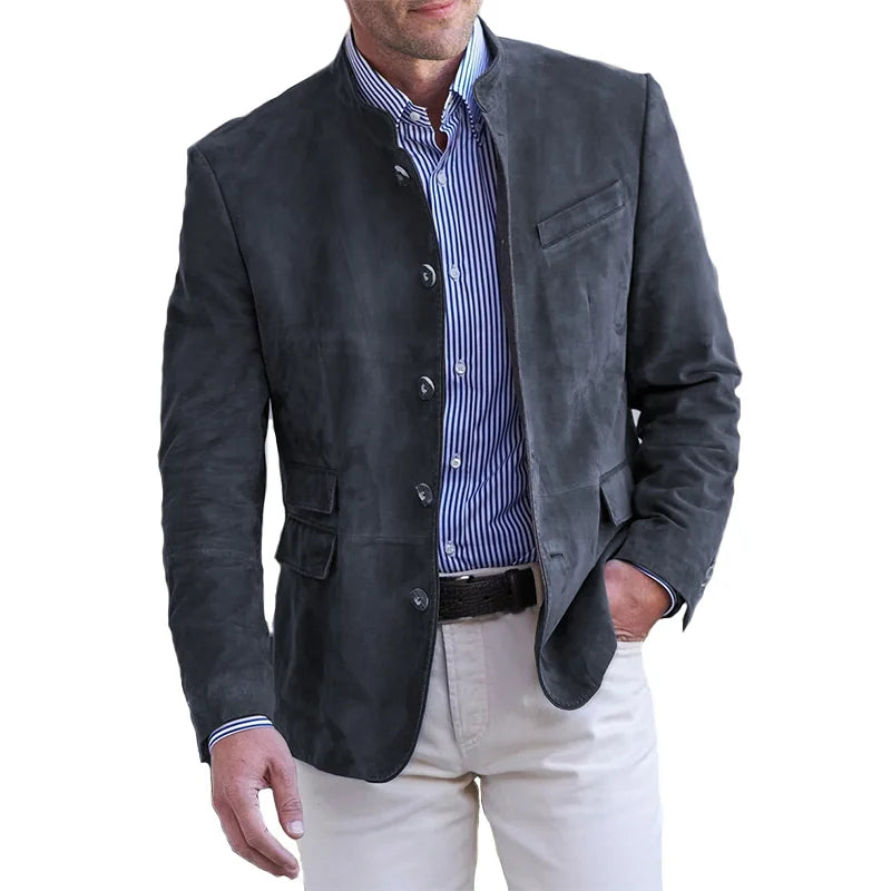 NOUVEAU RICHE Herren Klassische jacke für Herren mit Knopfverschluss Marineblau
