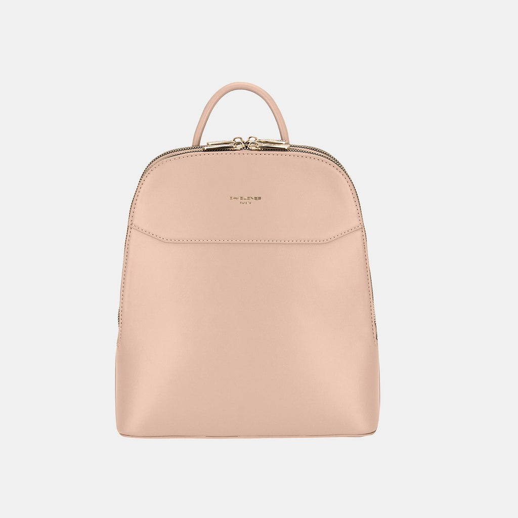 NOUVEAU RICHE Damen Leder Rucksack - Voller Reißverschluss & Oberer Griff - Backpack Rosa
