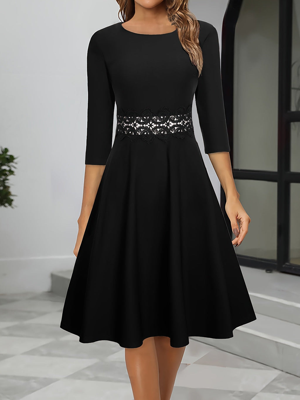 NOUVEAU RICHE Damen Abend Kleid Elegantes Midi Anlässe Besondere Anlässe Schwarz