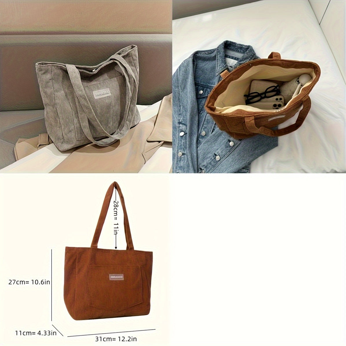 NOUVEAU RICHE Damen Cordstoff Tasche – Stilvolle Tasche für Ordnung und Alltag