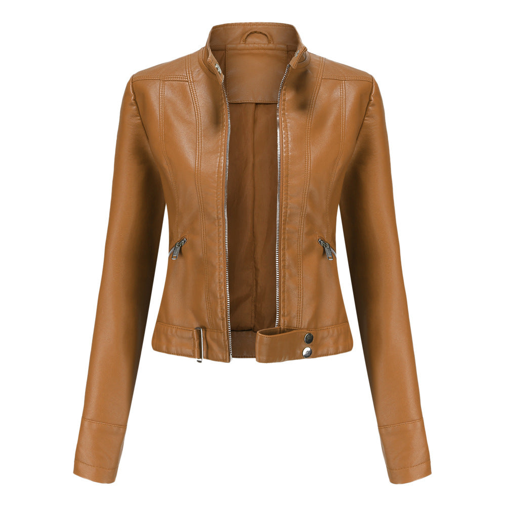 NOUVEAU RICHE Elegante Lederjacke für Damen aus hochwertigem Echtleder für stilvolle Freizeit- und Abendmode Hellbraun