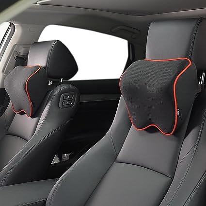 NOUVEAU RICHE 2er-Pack Auto Nackenkissen – Memory Foam Nackenstütze für den Autositz, verstellbarer Riemen, waschbarer Bezug
