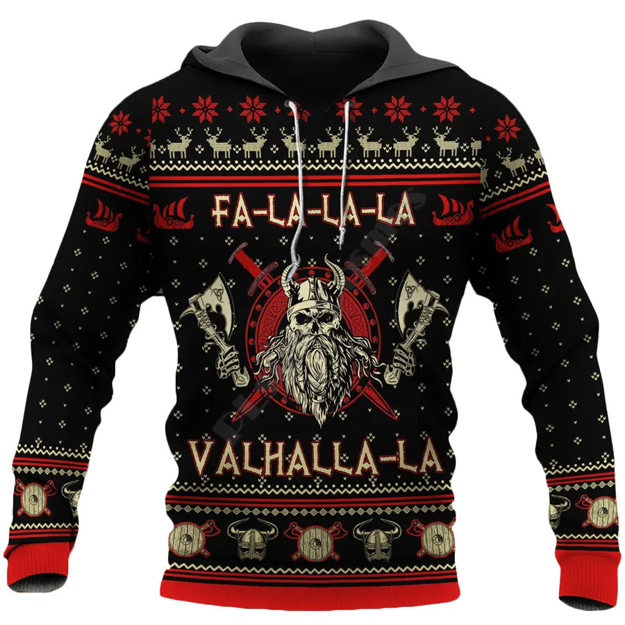 Wikinger-Weihnachtspullover Herren – Ugly Christmas Sweater mit YuleTattoo Odin-Print, als Pullover, Hoodie oder Cardigan, XS–6XL – Hommes