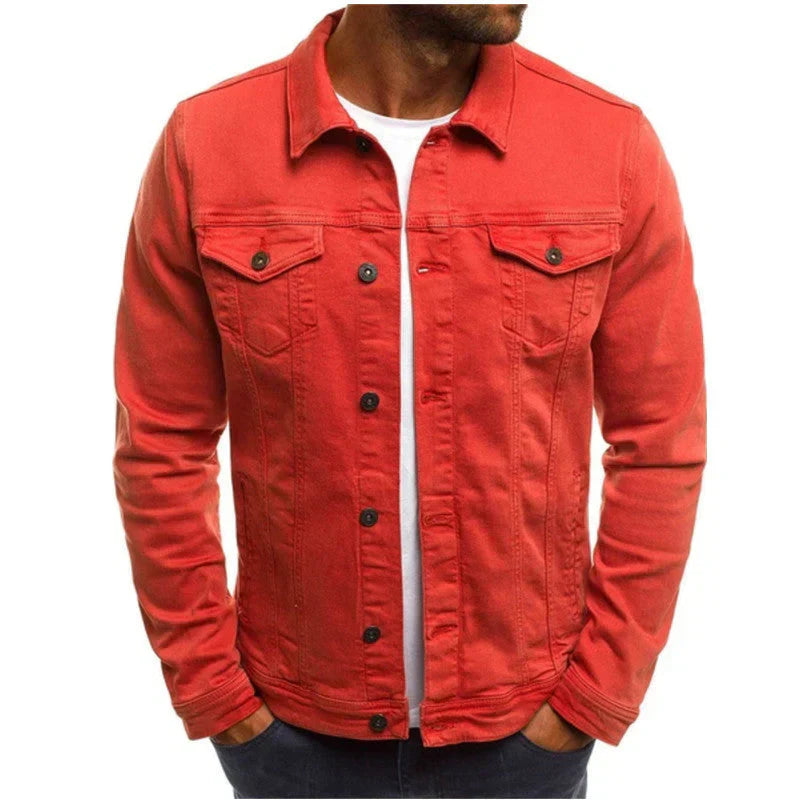 NOUVEAU RICHE Button Down Jacke Für Herren Fronttaschen Alltagstauglich Rot