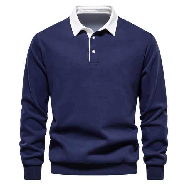NOUVEAU RICHE Poloshirt Langarm Herren Bequem Klassischer Kragen