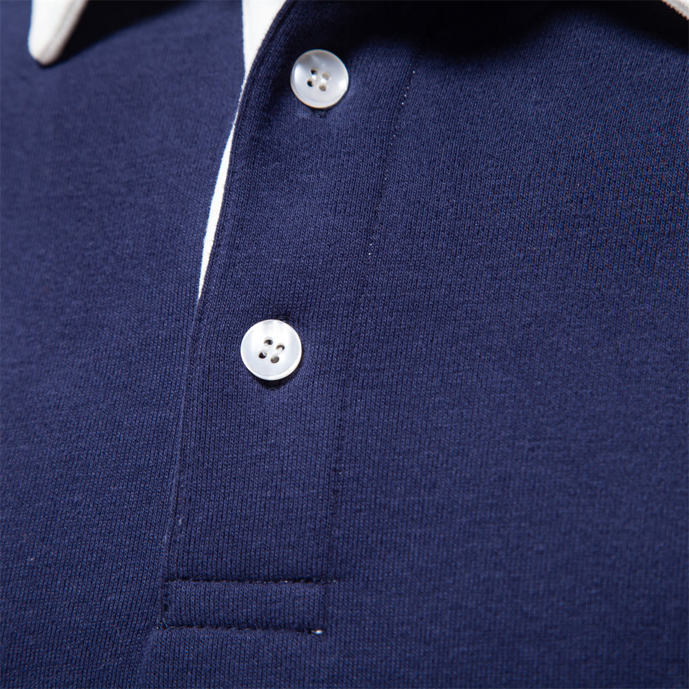 NOUVEAU RICHE Poloshirt Langarm Herren Bequem Klassischer Kragen