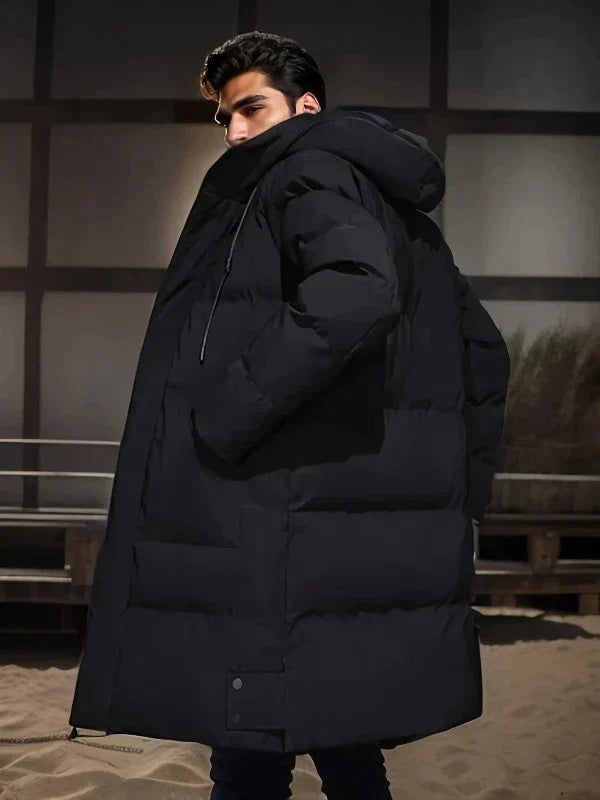 NOUVEAU RICHE Parka Jacke Herren Lange Wattierte Wasserdichte Winterjacke Schwarz