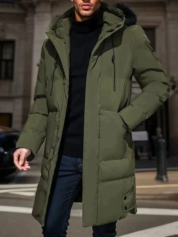 NOUVEAU RICHE Parka Jacke Herren Lange Wattierte Wasserdichte Winterjacke Dunkelgrün