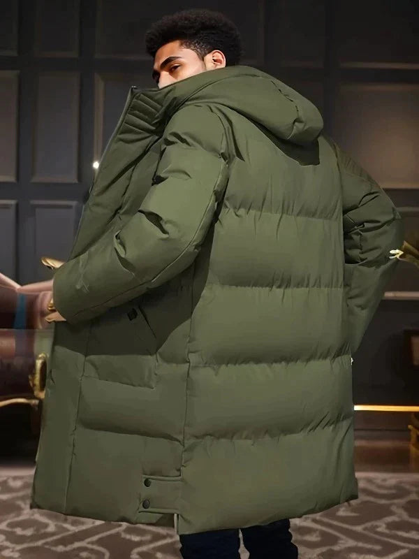 NOUVEAU RICHE Parka Jacke Herren Lange Wattierte Wasserdichte Winterjacke Dunkelgrün