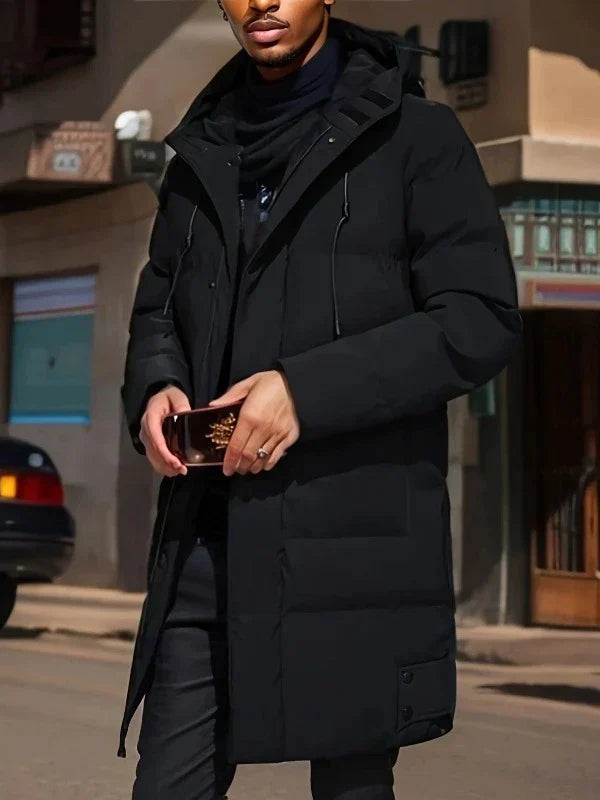 NOUVEAU RICHE Parka Jacke Herren Lange Wattierte Wasserdichte Winterjacke Schwarz