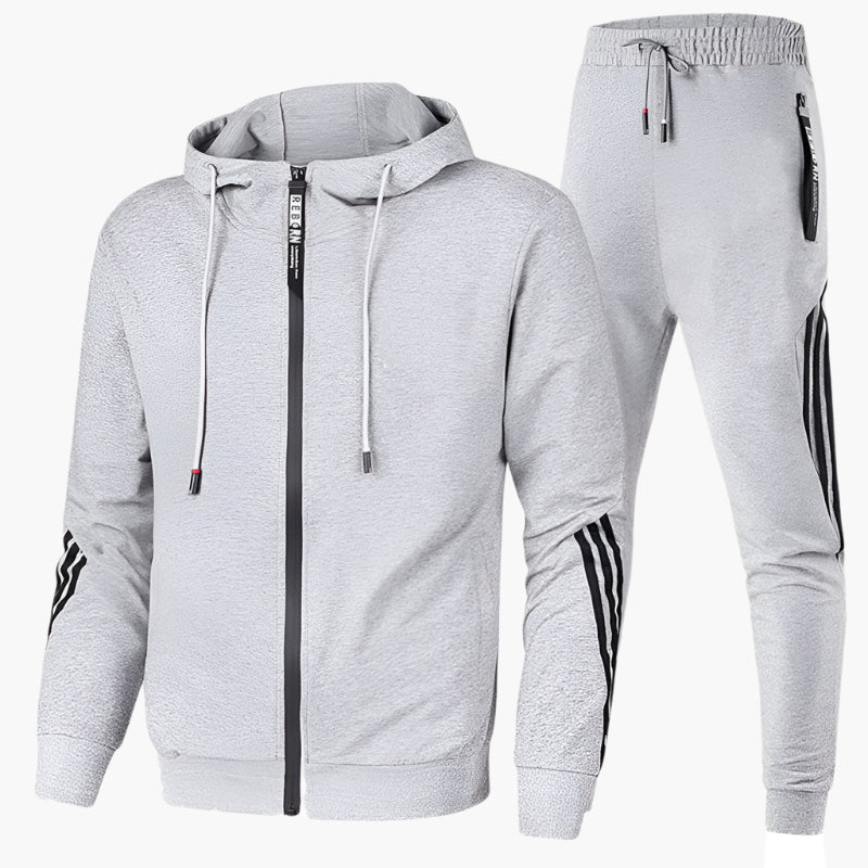 NOUVEAU RICHE Herren Trainingsanzug Zweiteiler Kapuze Alltag Sport Grau