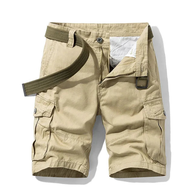 NOUVEAU RICHE Bequeme Herren Cargo-Shorts mit mehreren Taschen für Freizeit und Outdoor-Aktivitäten Khaki