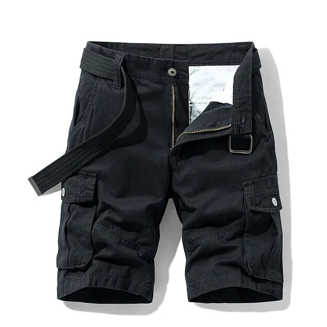 NOUVEAU RICHE Bequeme Herren Cargo-Shorts mit mehreren Taschen für Freizeit und Outdoor-Aktivitäten Schwarz