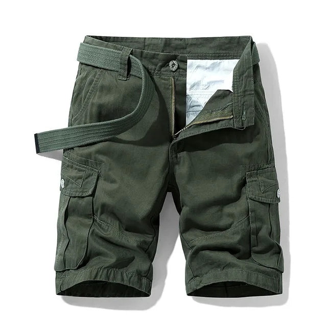 NOUVEAU RICHE Bequeme Herren Cargo-Shorts mit mehreren Taschen für Freizeit und Outdoor-Aktivitäten Grün