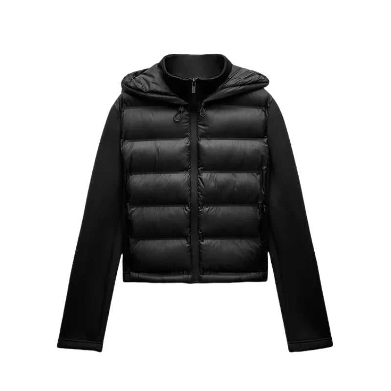 NOUVEAU RICHE Damen Daunenjacke Leichte Warme Kapuze Sportmantel Schwarz
