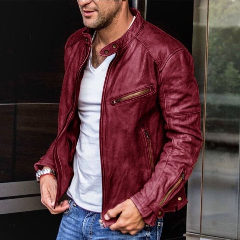 NOUVEAU RICHE Herren Wasserdichte Jacke Max Arbeitsalltag Zeitlosen Designs Rot