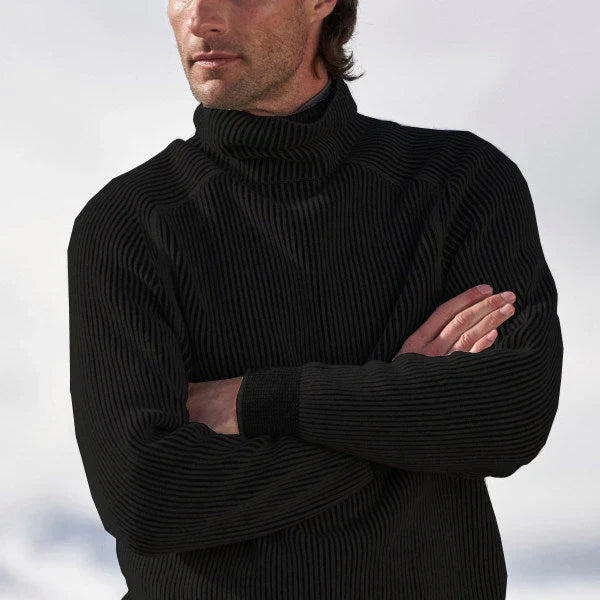 NOUVEAU RICHE Eleganter Herren Rollkragenpullover Schwarz