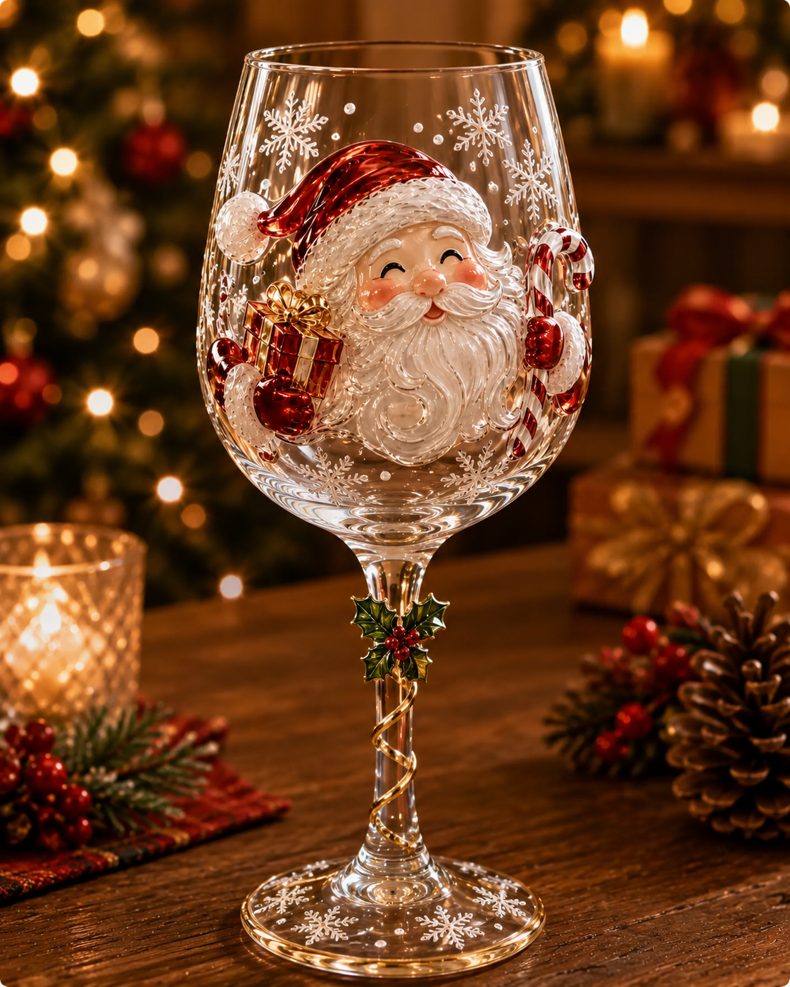 NOUVEAU RICHE 3D-Weihnachtsgläser – Gläser mit Weihnachtsmotiv, Weihnachtsmann, Schneemann & Rentier, 6er-Set oder einzeln Weihnachtsmann