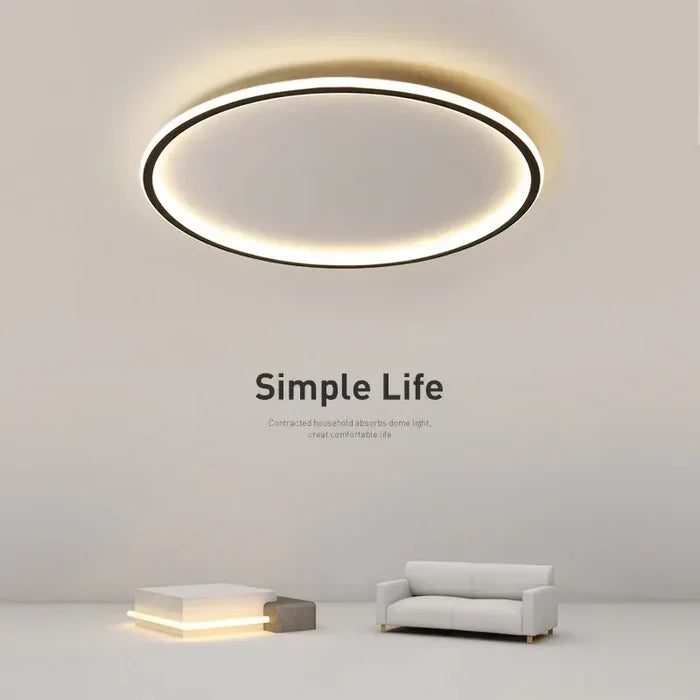 NOUVEAU RICHE Skandinavische runde Deckenleuchte – Moderne LED Deckenlampe rund, dimmbar, optional mit Fernbedienung, Ø 20–50 cm – AuroraSphere