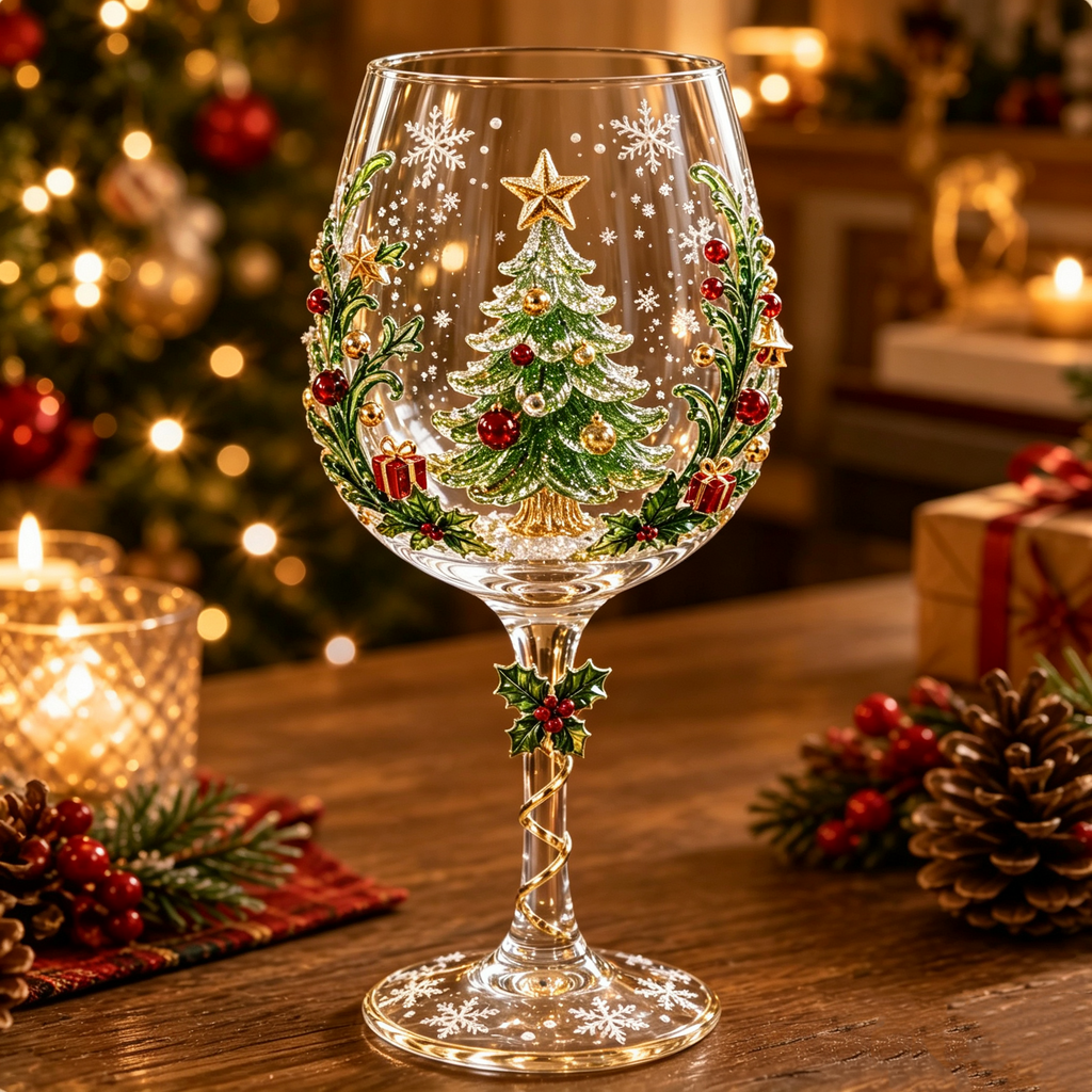 NOUVEAU RICHE 3D-Weihnachtsgläser – Gläser mit Weihnachtsmotiv, Weihnachtsmann, Schneemann & Rentier, 6er-Set oder einzeln Weihnachtsbaum