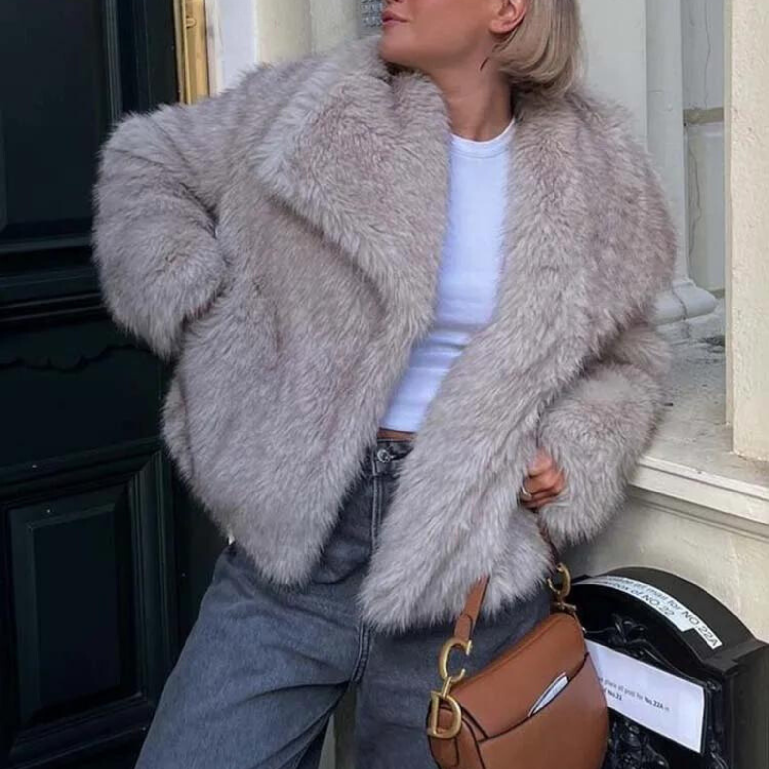 NOUVEAU RICHE Plüsch-Wintermantel aus Kunstfell Warm Kuschelig Weich