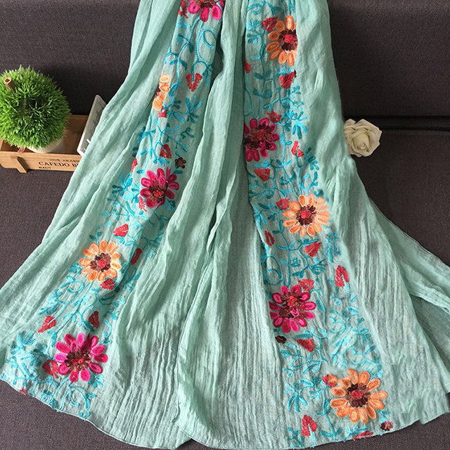 NOUVEAU RICHE Floral Bestickter Schal Baumwolle Und Polyester Lässig