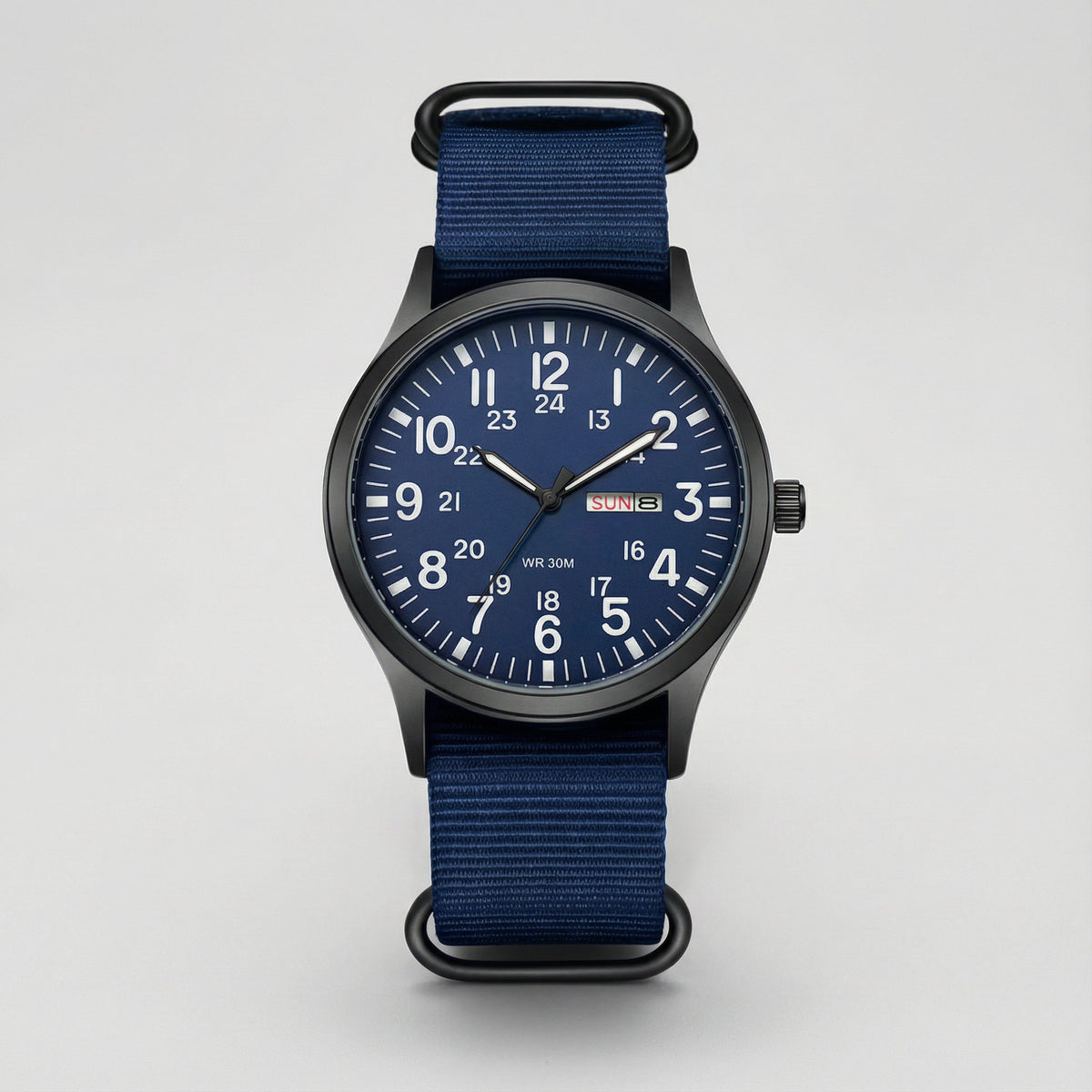 NOUVEAU RICHE Outdoor Herrenuhr – Analoge Sportuhr 100 m wasserdicht, Saphirglas & Quarzwerk, Leuchtzeiger, 4 Farben – Ranches Blau