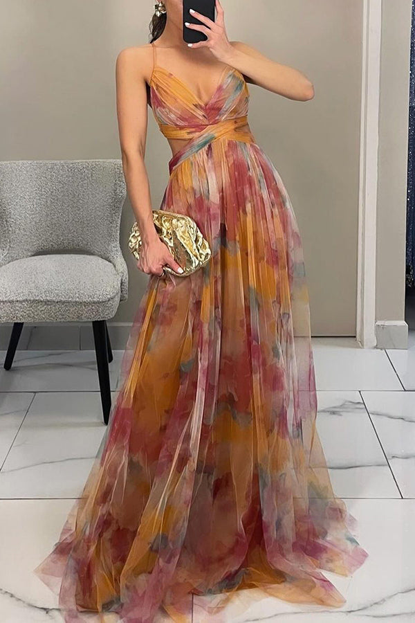 NOUVEAU RICHE Damen Maxikleid Für Hochzeitsgäste Mit V Ausschnitt Orange