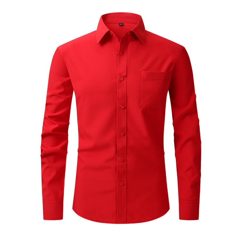 NOUVEAU RICHE Sommerhemd Leichtes Langarm Modern Fit Herren Hellblau W712 Flammenrot