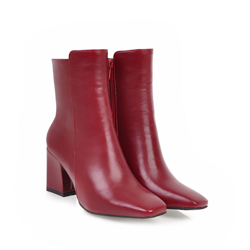NOUVEAU RICHE Damen Stiefeletten mit hohem Absatz Hochwertigen Materialien Stil Rot