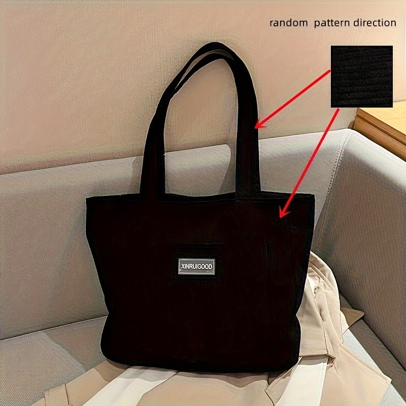 NOUVEAU RICHE Damen Cordstoff Tasche – Stilvolle Tasche für Ordnung und Alltag Schwarz