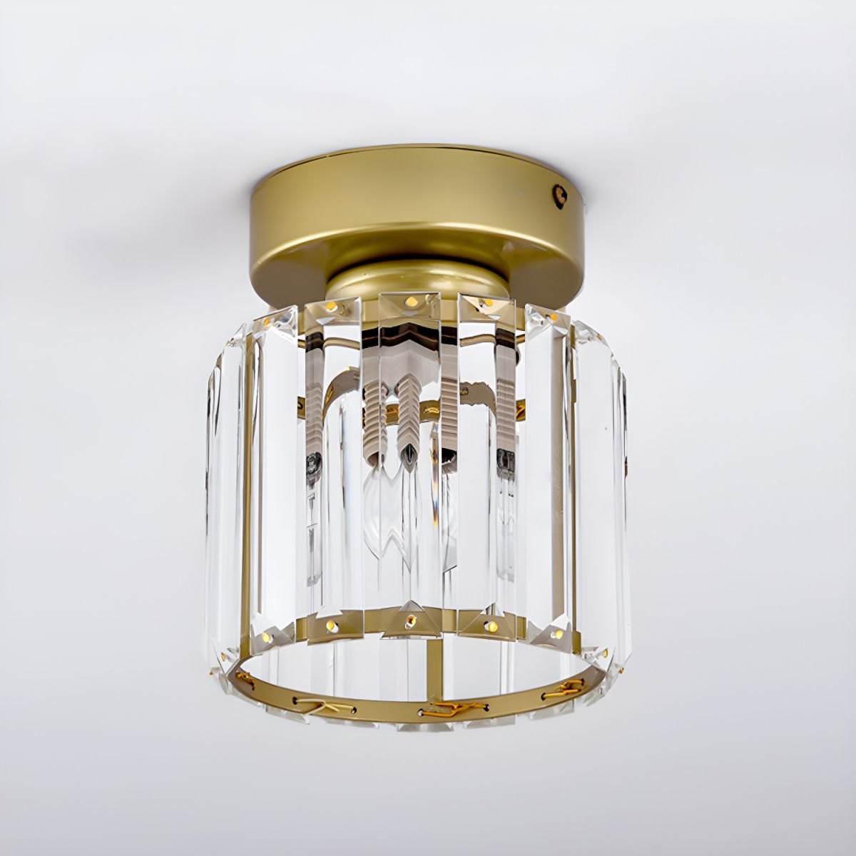 NOUVEAU RICHE Moderne Kristall-Deckenleuchte – Kristall Deckenlampe mit Messingfassung, E27, rund oder quadratisch, Gold oder Schwarz – CrystalGlow
