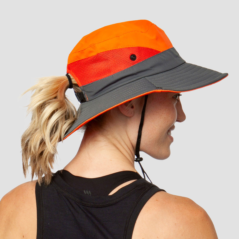 NOUVEAU RICHE Sonnenhut Damen UV Schutz Faltbar Leicht Stilvoll Kompakt Orange