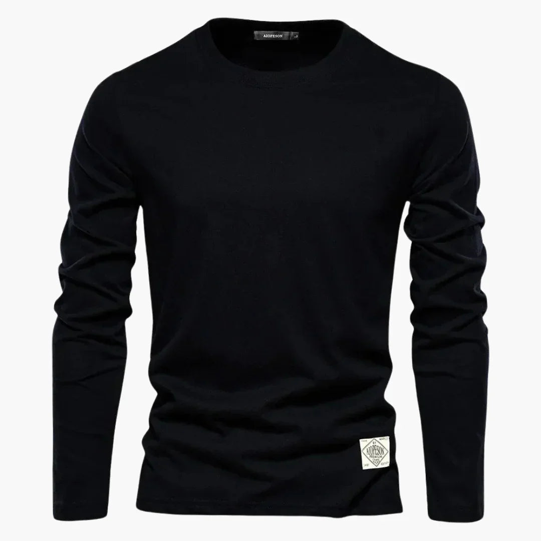 NOUVEAU RICHE Langarmshirt Herren Tailliert Elegant Vielseitig Für Büro Schwarz