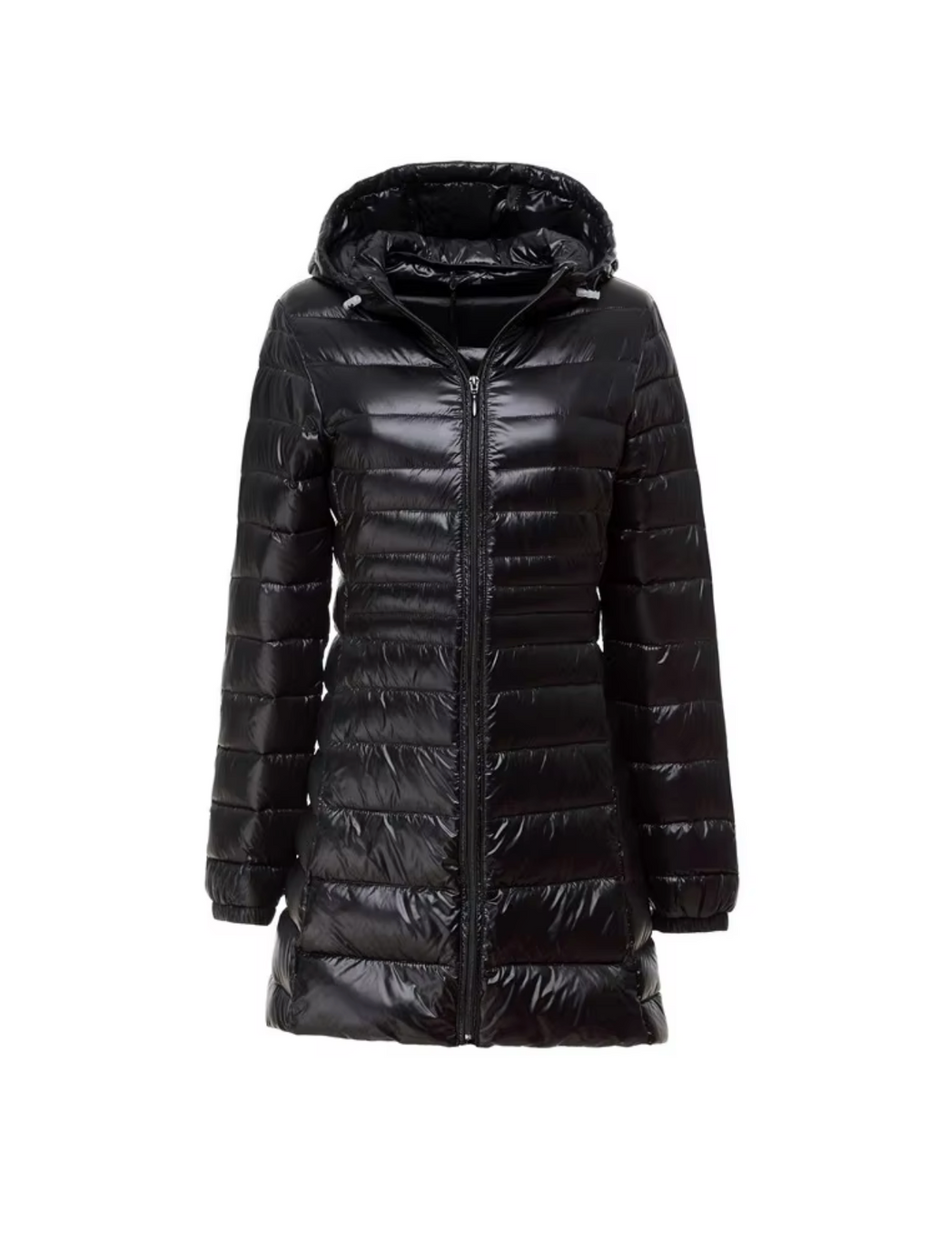 NOUVEAU RICHE Damen Lange Wattierte Jacke Daunenjacke Leicht Warm Schwarz