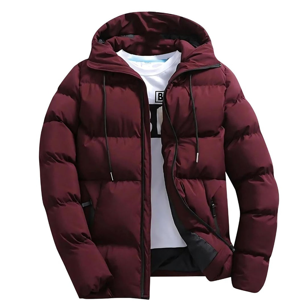 NOUVEAU RICHE Herren Winterparka – Wasserabweisender Wintermantel mit verstellbarer Kapuze & warmem Futter, 4 Farben, XS–4XL – Marmari Rot