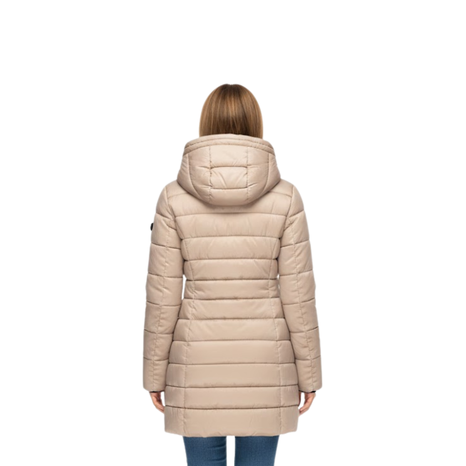 NOUVEAU RICHE Luna | Dame Mittellanger Steppparka mit Kapuze - Warmer Winterparka & Quiltet Mantel