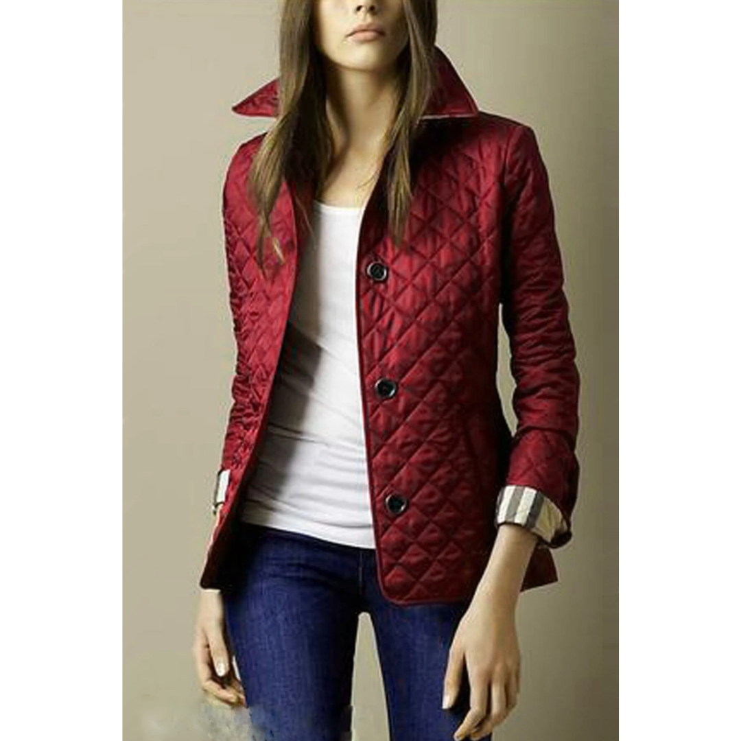 NOUVEAU RICHE Damen Knopf Daunen Jacke Moderne Wärme Stilvoll Bequem Rot